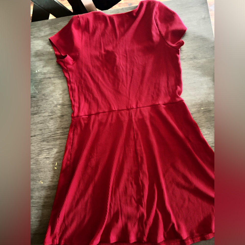 Reformation Red Button-Down Ribbed Mini Dress - image 8